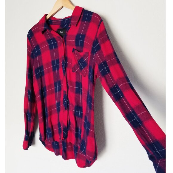 Rails Hunter Plaid Button Down Flannel Shirt M Ruby Navy Check Soft Cozy $178 - Picture 5 of 15